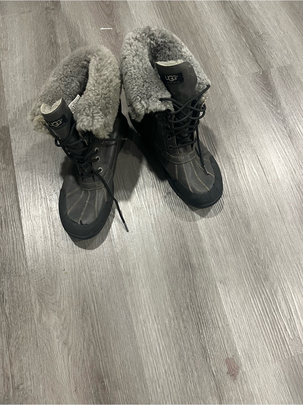 UGG Black Boots with Gray Shearling Cuff